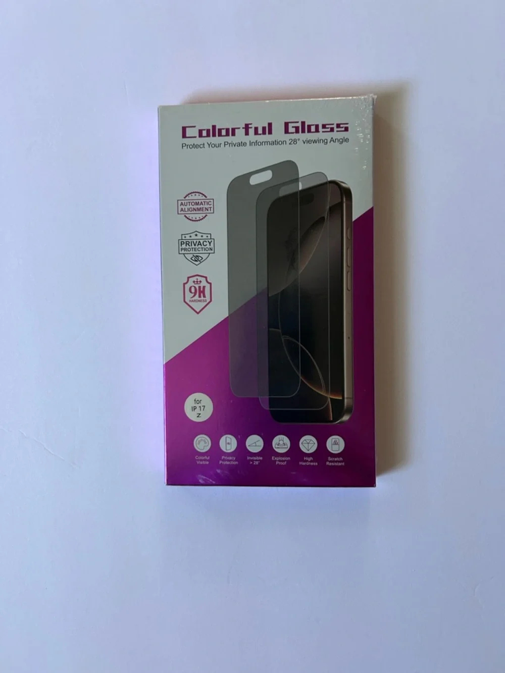 Privacy Tempered Glass Screen Protector - Purple for iPhone 17